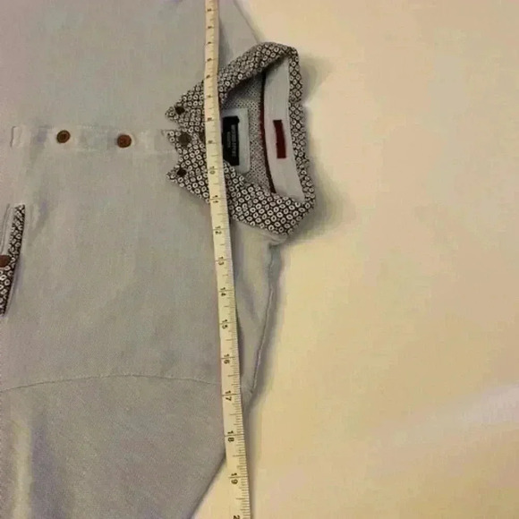 BRITCHES SPORT Polo Shirt Slim Fit Light Blue Patterned Collar. Size L - Picture 8 of 12